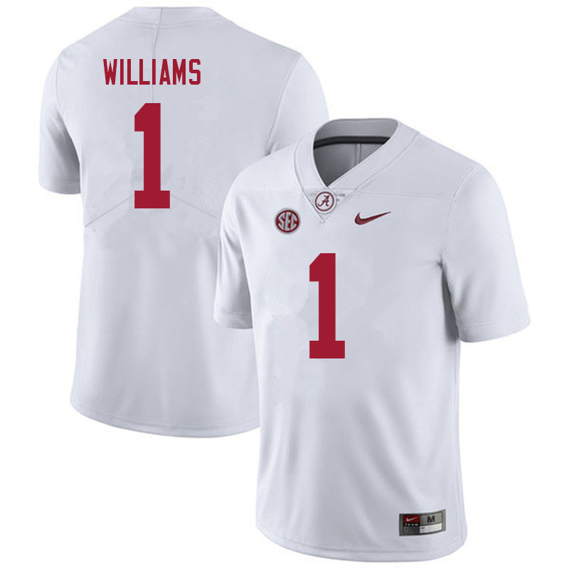 Men #1 Jameson Williams Alabama Crimson Tide College Football Jerseys Sale-White